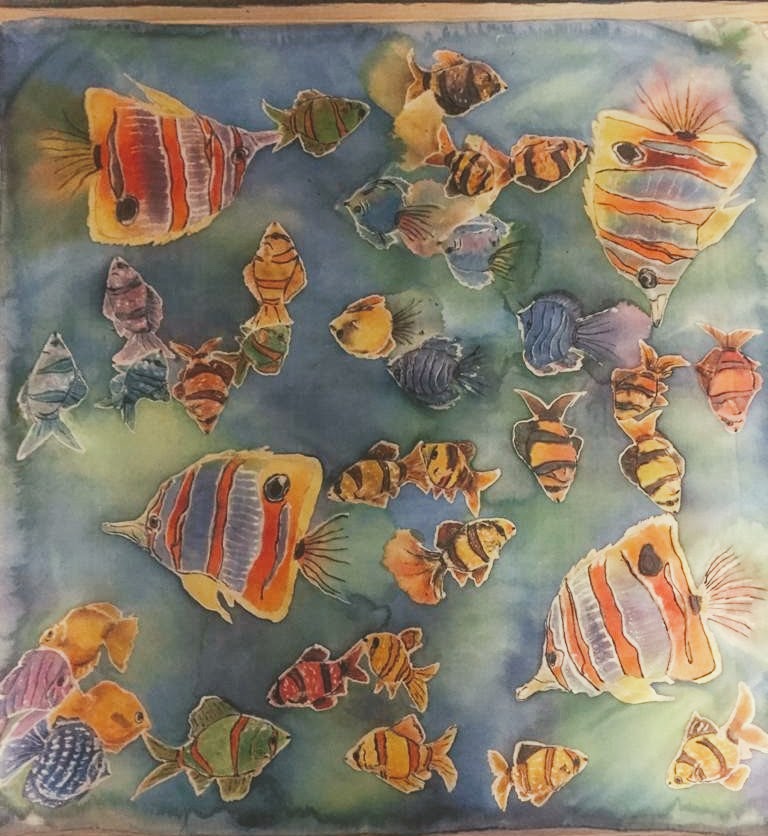 Malowanie na jedwabiu: ryby
